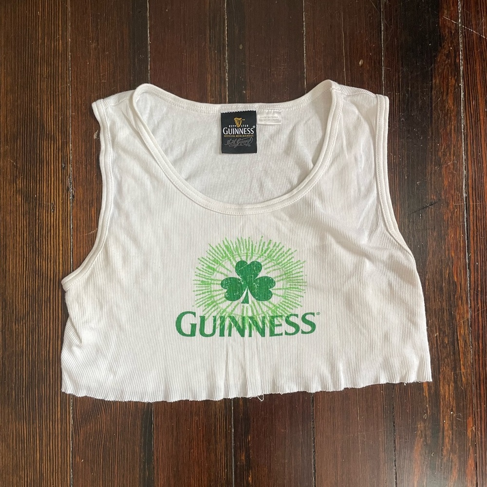 Guinness Women's White and Green Tank Top